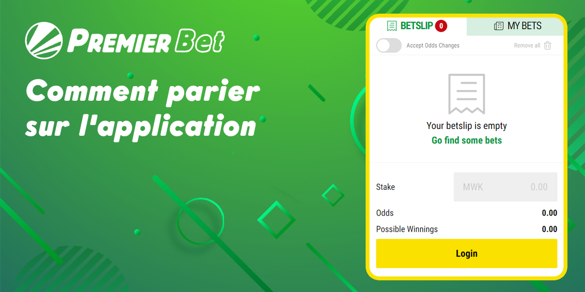 Instructions pour placer un pari sportif dans l'application mobile Premier Bet